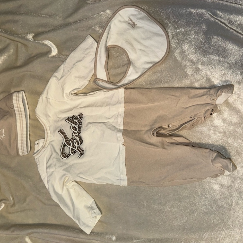 Fendi Infant Ensemble in Cream and Tan